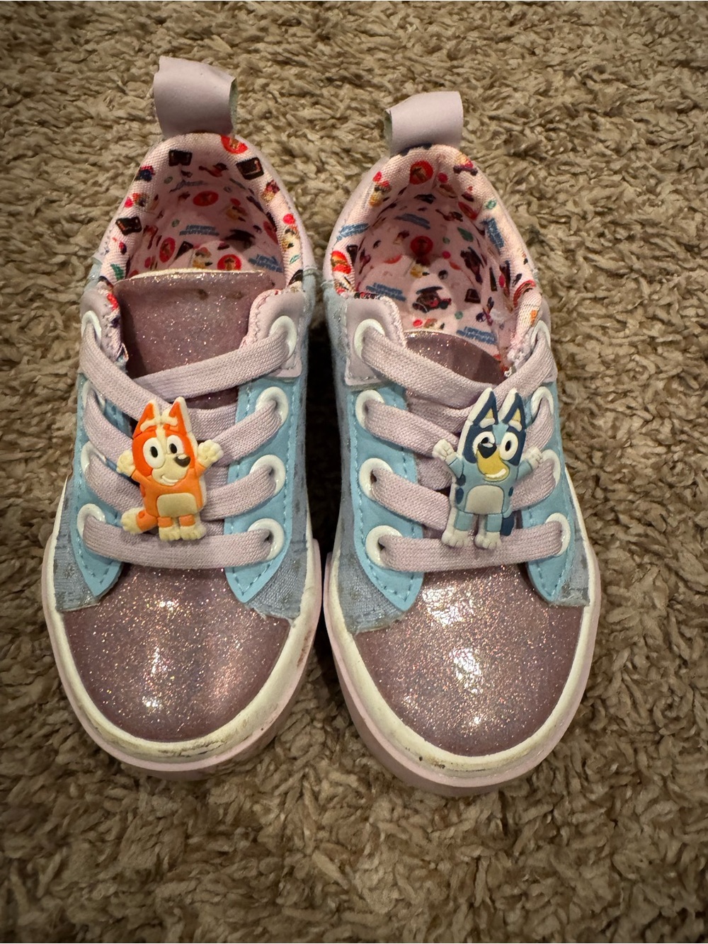 Girls Glitter Character Sneakers in Pink & Light Blue